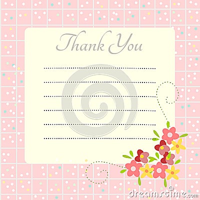 Sweet flowers vector Thank you memo paper Vector Illustration