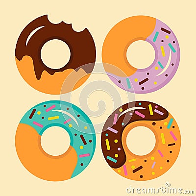 Sweet food. Cupcake, cake, donuts and jelly or candy. Summer food icons chocolate illustration Vector Illustration