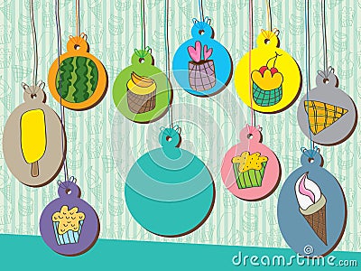 Sweet food hang tag Vector Illustration