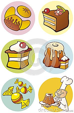 Sweet food objects Vector Illustration