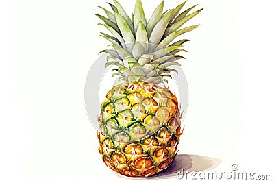 Sweet food tropical fresh pineapple plant healthy fruit nature illustration background Cartoon Illustration