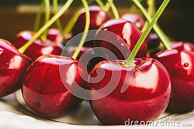 Sweet fresh cherries in film style Stock Photo