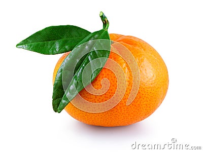 Sweet fresh juicy mandarin with green leaves Stock Photo