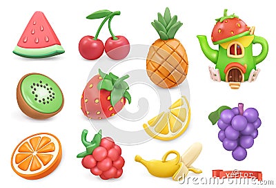 Sweet fruits icon set. Vector Illustration