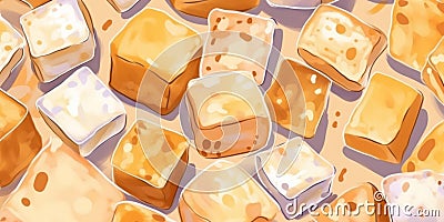 Sweet Fudge Candy Horizontal Watercolor Illustration. Stock Photo