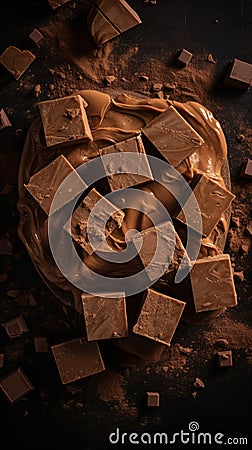 Sweet Fudge Candy Vertical Background. Stock Photo