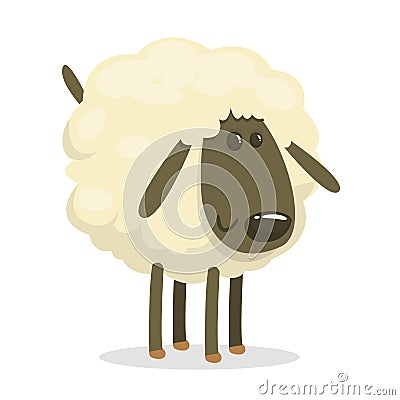 Sweet funny cartoon sheep kids character. Vector illustration on white background. Vector Illustration