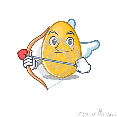 Sweet golden egg Cupid cartoon design with arrow and wings Vector Illustration