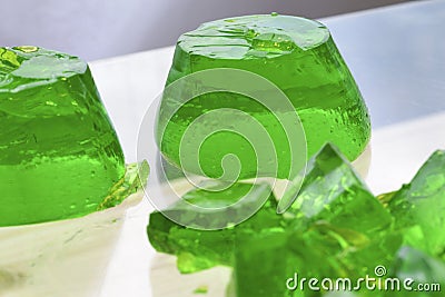 Sweet green jelly dessert Stock Photo