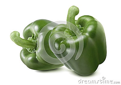 Sweet green peppers isolated on white background Stock Photo