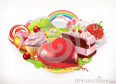 Sweet heart. Confectionery and desserts, vector illustration Vector Illustration