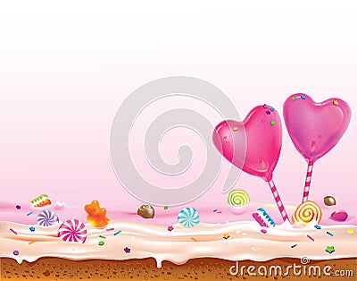 Sweet hearts lollipops Vector Illustration