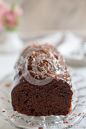 sweet home made dark chocolate cake Stock Photo