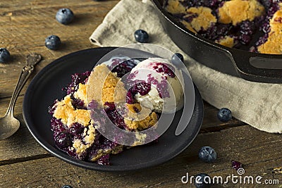 Sweet Homemade Blueberry Cobbler Dessert Stock Photo