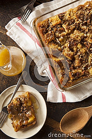 Sweet Homemade Bread Pudding Stock Photo