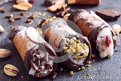 Sweet homemade cannoli Stock Photo