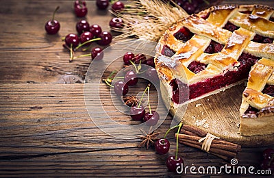 Sweet homemade cherry pie Stock Photo