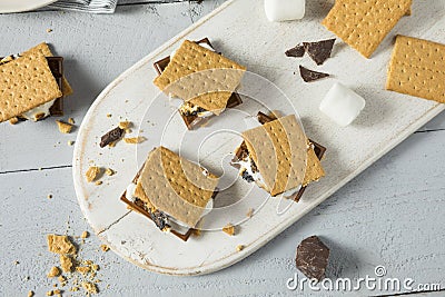 Sweet Homemade Chocolate Smores Dessert Stock Photo