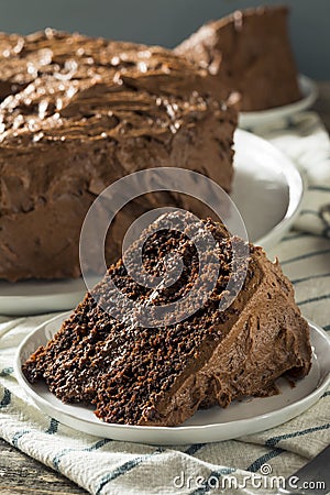 Sweet Homemade Dark Chocolate Layer Cake Stock Photo