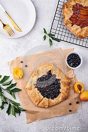 Sweet homemade galette pie with fruits Stock Photo
