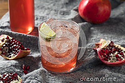 Sweet Homemade Pomegranate Grenadine Cocktail Stock Photo