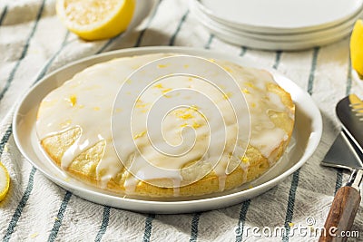 Sweet Homemade Yellow Lemon Lemoncello Cake Stock Photo