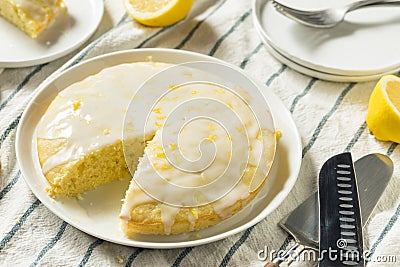 Sweet Homemade Yellow Lemon Lemoncello Cake Stock Photo