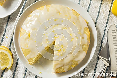 Sweet Homemade Yellow Lemon Lemoncello Cake Stock Photo