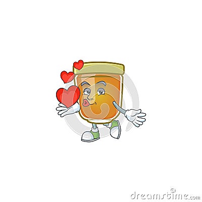 Sweet honey in the character mascot holding heart Vector Illustration