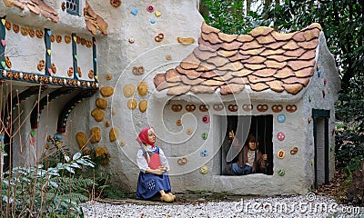 The sweet house of the fairy tale Hansel and Gretel in Theme Park Efteling. Spring Editorial Stock Photo