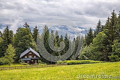 Sweet House in the forest, in the mountains Stock Photo