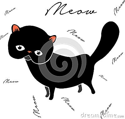 Sweet illustration cat with text Stock Photo