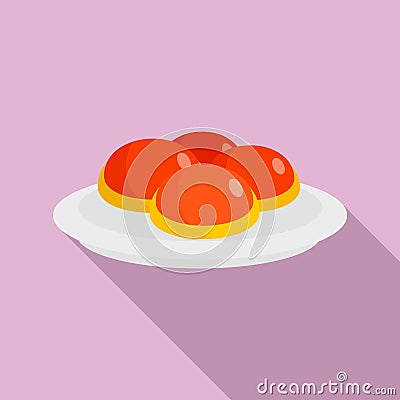 Sweet jewish bakery on plate icon, flat style Cartoon Illustration