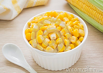 Sweet kernel corn in bowl Stock Photo