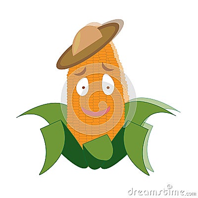 Sweet kind corn in a hat Vector Illustration