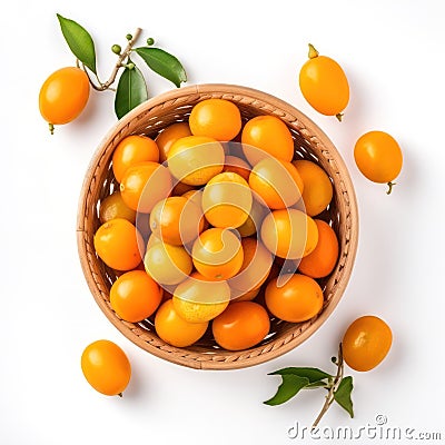 Sweet kumquat fruits on white background Stock Photo