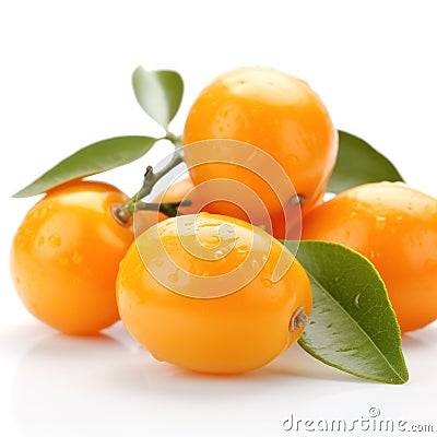 Sweet kumquat fruits on white background Stock Photo