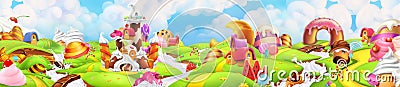 Sweet land. Panorama landscape, vector Vector Illustration