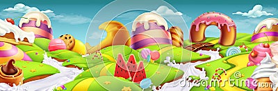 Sweet landscape panorama. vector background Vector Illustration