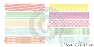 Sweet line pattern masking tape collection Vector Illustration