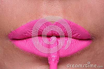 The sweet lips of the scarlet model are always welcome Stock Photo