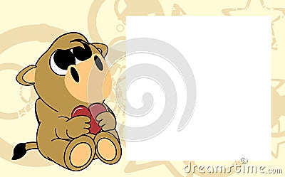 Sweet little baby camel valentine picture frame background Vector Illustration