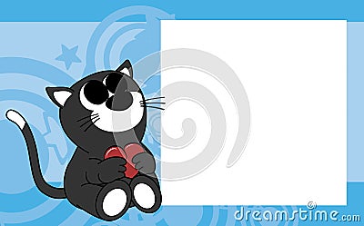 Sweet little baby cat valentine picture frame background Vector Illustration