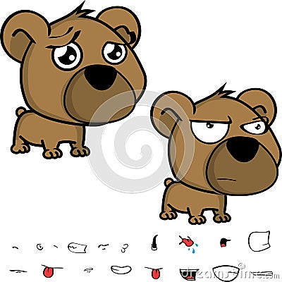 Sweet little big head baby teddy bear expressions set Vector Illustration