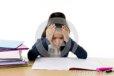 Sweet little girl bored under stress with a tired face expression Stock Photo