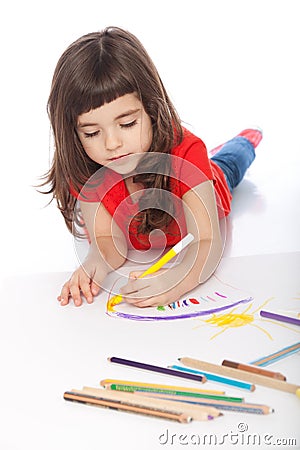 Sweet little girl doodling Stock Photo