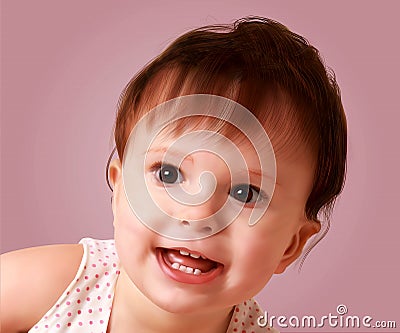 Sweet little baby vector portrait Stock Photo