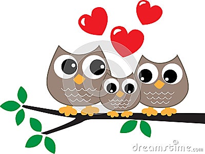 A sweet little owl family Stock Photo