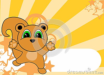 Sweet little squirrel baby cartoon jumping background Vector Illustration