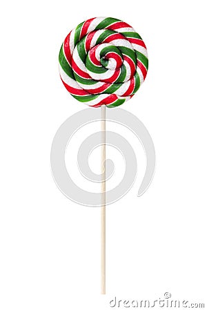 Sweet lollipop with green and red stripes Stock Photo